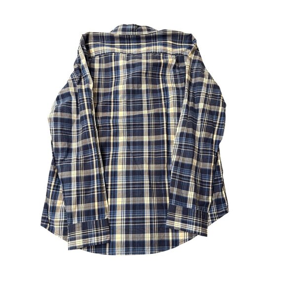 American Eagle Mens Blue & Beige Plaid Button-Down Long Sleeve Shirt L - Picture 6 of 6